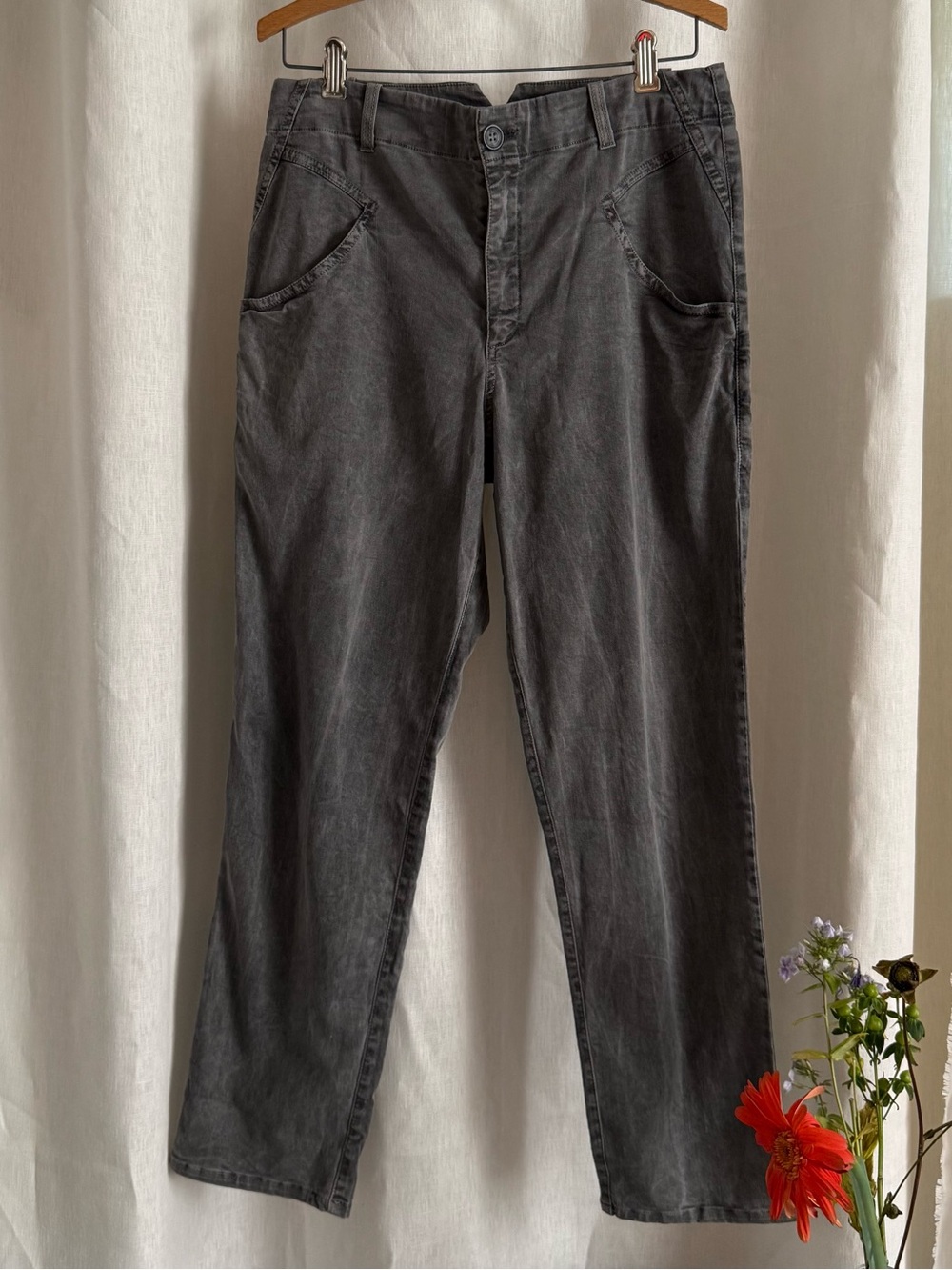 NWT Anthropologie Amadi Lindy Utility Pants S Carbon Gray Slim Straight Jeans